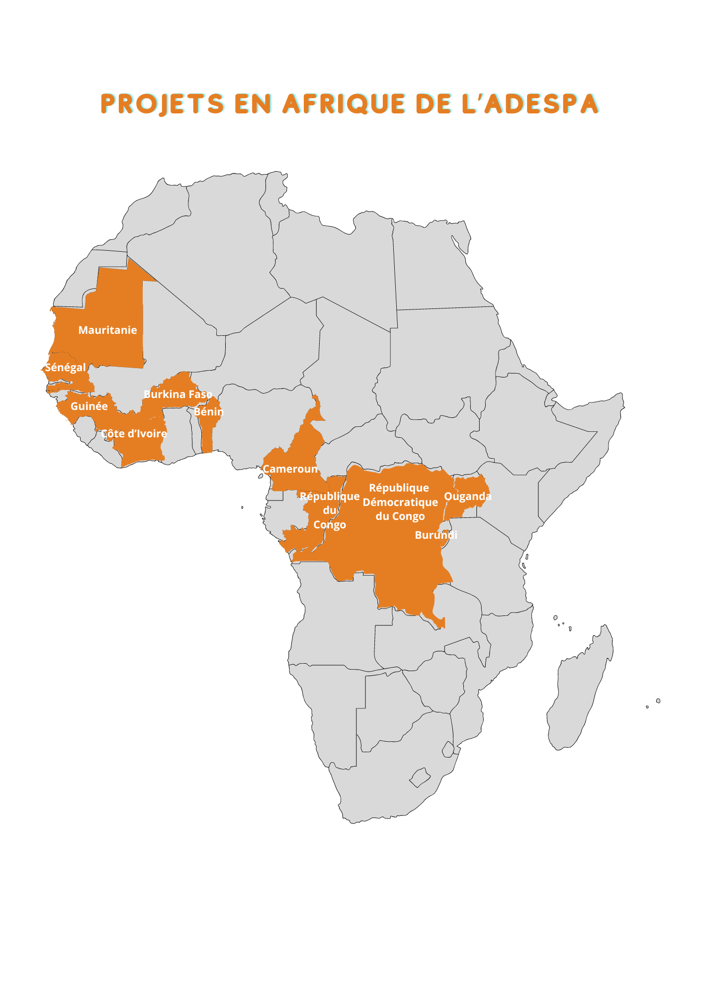 LOCALISATION DES PROJETS EN COURS DADESPA en Afrique